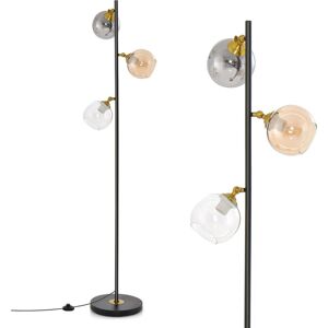 Costway - Lampadaire sur Pied à 3 Globes, Lampe Moderne en Forme d'Arbre avec Interrupteur à Pied et Poteau Métallique, 3 Culots d'Ampoule E27, pour - Publicité