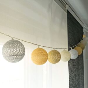 K&L WALL ART Cotton Ball Lights Guirlande lumineuse LED Jaune 20 boules Lumières solaires Lumière d'ambiance - beige - Publicité