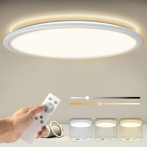 Plafonnier Led Dimmable Avec Télécommande, Plafonnier Panneau Rond 24W 2400LM IP44 2.5cm Ultra Fin, 3000K-6500K 30x30cm Blanc pour Chambre/Salle de Bain/Chambre d'Enfant/Salon/Cuisine/Couloi - Ineasicer - Publicité