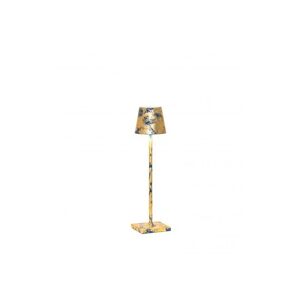 - Lampe de table led Poldina Pro Micro Bleu Capri mat Feuille d'Or Craquelè rechargeable et dimmable