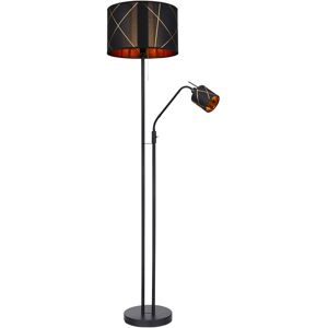 ETC-SHOP Lampadaire salon avec lampe de lecture uplight or noir, abat-jour en textile, lampe de lecture commutable de manière flexible séparément, 1x E27 1x - Publicité