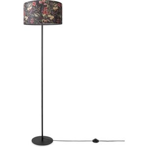 Lampadaire Salon Déco Bureau Trépied Abat-Jour Rond Tissu Fleurs Jungle Design 5 (Ø38 cm), Lampadaire à un pied - Noir - Paco Home - Publicité