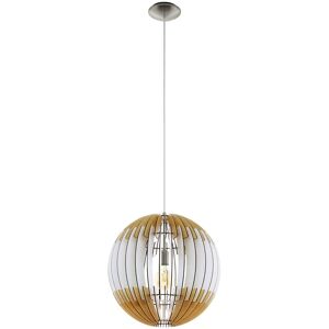 Plafonnier pendule blanc naturel salon chambre lamelles suspension bois Eglo 32849 - Publicité