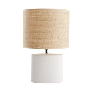 MILIBOO Lampe à poser en céramique blanc mat et abat-jour en raphia naturel H40 cm tiga - Blanc - Publicité