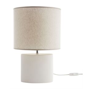 MILIBOO Lampe à poser en céramique blanc mat et abat-jour en lin naturel tiga - Blanc cassé - Publicité