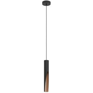 EGLO Lampe suspendue Barbotto Steel, Bois noir, brun GU10 1x4.5W h: 110cm Ø6cm - Publicité