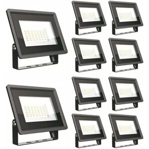 Lot de 10 Projecteurs led Extérieurs 50W IP65 Noir V-tac VT-4954 - 110 ° - Blanc neutre - 4000K - Publicité