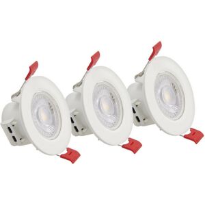 - Lot de 3 Spots Encastrable led Intégrés - Orientable - cons. 4.5W (eq. 50W) - 345 lumens - Blanc chaud