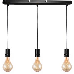 Luminaire de plafond réglette plafonnier design en métal noir E27 3 suspension compatible LED - Publicité