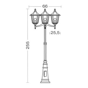 Monaco -Lant.+Mat IP43 IK02 noir E27 3x100W max. lampe non incl. haut.2,55m Aric 3076 - Publicité