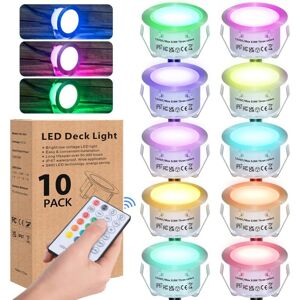 LINGHHANG Pack de 10 Spots encastrables au sol led extérieurs ø 42 mm, étanche IP67, Spots encastrables led 0,8 w avec télécommande, dimmables, Spots - Publicité