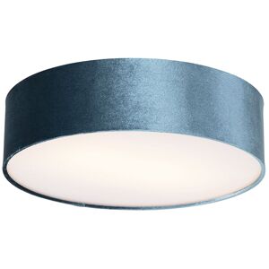 QAZQA drum - Plafonnier - 2 lumière - Ø 40 cm - Bleu - Moderne - éclairage intérieur - Salon I Chambre I Cuisine I Salle à manger - Bleu - Publicité