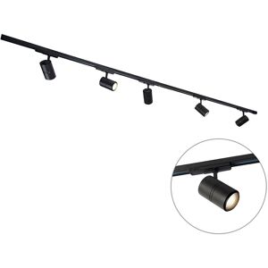 Qazqa - Système de rail spot luminaire plafond, plafonnier compatible pour led noir avec led dimmable 5 lumières triphasé droite - Règle 38 - Noir - Publicité