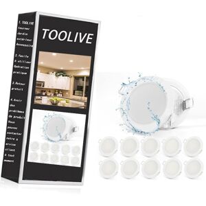 TOOLIVE Spot led Encastrable Extra Plat 220V, 10x 5W Plafonnier Encastré IP65 400LM 4000K Blanc Neutre, Spot Encastré Ultra-mince 35MM, Trou 68-80mm Pour Salon Chambre Salle - Publicité