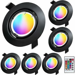 DEBUNS Spot led Encastrable Orientable RGB+Blanc Chaud 3000K Dimmable 5W Plafond Encastré Noir Mat Spots de Plafond 400LM Couleur Changement Salle de Salon Cuisine,Avec Telecommande lot de 6 - Publicité