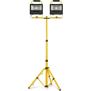 UISEBRT Projecteur de Chantier LED Rechargeable 2 x 50 W, Projecteur LED avec trépied, Blanc froid, Lumière de Sécurité de Batterie de Rrojecteur Imperméable pour Atelier, Chantier, Garage, Jardin - Publicité