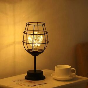 Aiskdan - Veilleuse Rétro en Fer,Lampe de Table Créative Gobelet de Vin, Lampe de Nuit en Fil de Cuivre pour Home Restaurant Hotel Piles non Incluses - Publicité