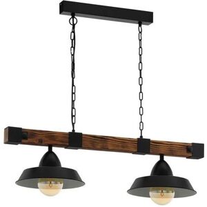 Lampe Vieille suspendue Eglo en métal noir et avec support en bois 220-240 v IP20 fer - Publicité