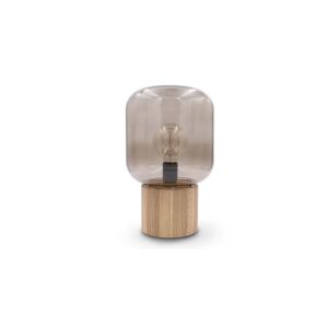 NV GALLERY Lampe de table ICAR - Lampe de table, Globe ambré & bois naturel, H38 Ambre / naturel