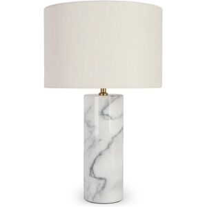 NV GALLERY Lampe de table en marbre GAIA - Lampe de table, Abat-jour lin & marbre blanc, H50 Blanc