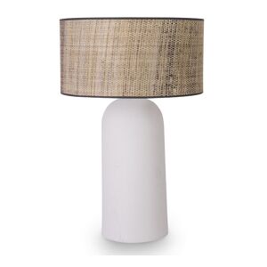 NV GALLERY Lampe de table AGAPE - Lampe de table, Abat-jour fibre naturelle & ceramique blanche, H72 Blanc / Beige