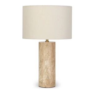 NV GALLERY Lampe de table GAIA - Lampe de table, Abat-jour lin & travertin naturel, H50 Naturel