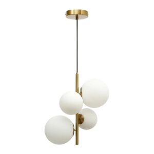 NV GALLERY Suspension SKULL - Suspension, Spheres blanches & metal dore, H45 ajustable Dore / Blanc