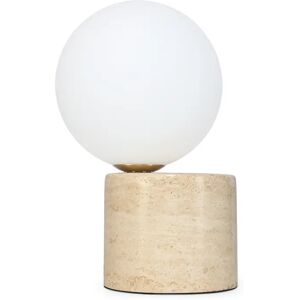 NV GALLERY Lampe de table KNUT Lampe de table Sphere blanche pierre de travertin H26 Beige Blanc