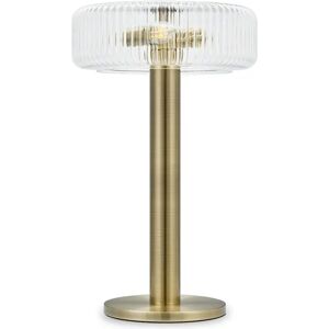 NV GALLERY Lampe de table CHARLTON - Lampe de table, Verre strie & metal dore, H51 Blanc / Dore