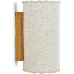 NV GALLERY Applique murale WOODY - Applique murale, Lin blanc & bois, H28 Blanc / Marron