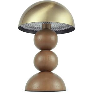 NV GALLERY Lampe de table GIGI - Lampe de table indoor/outdoor, Laiton brosse & bois noyer, H20 Dore / Marron