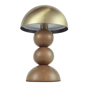 NV GALLERY Lampe de table GIGI - Lampe de table indoor/outdoor, Laiton brosse & bois noyer, H20 Dore / Marron