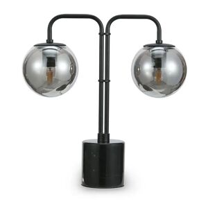 Lampe de table QUEEN B - Lampe de table, Sphères miroir, marbre noir & métal noir, H44 Noir