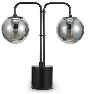 NV GALLERY Lampe de table QUEEN B - Lampe de table, Spheres miroir, marbre noir & metal noir, H44 Noir