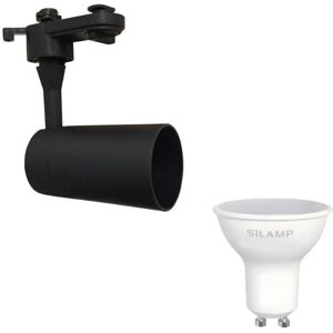 Kit Spot LED sur rail Monophase Noir + Ampoule LED GU10 5W - Blanc Neutre 4000K - 5500K - SILAMP