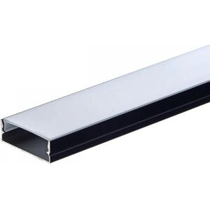 Profile Aluminium Noir 2m avec Cache Opaque Blanc - SILAMP