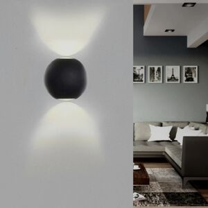 Applique Murale Noire Design LED Double Faisceaux IP54 6W - Blanc Neutre 4000K - 5500K - SILAMP