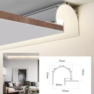 Profile Aluminium Blanc 2m arrondi pour Ruban LED simple pour Faux-Plafond - SILAMP