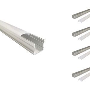 Profile Aluminium 1m pour Ruban LED - Couvercle Opaque (Pack de 5) - SILAMP