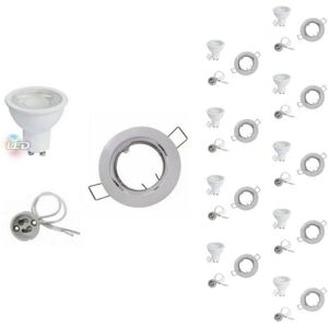 Kit Spot LED GU10 encastrable 8W Orientable Rond Blanc (Pack de 10) - Blanc Chaud 2300K - 3500K - SILAMP