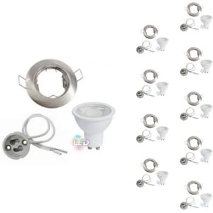 Kit Spot LED GU10 encastrable avec Ampoule LED 8W (Pack de 10) - Blanc Froid 6000K - 8000K - SILAMP