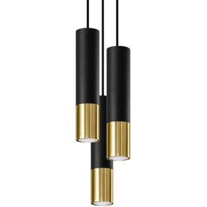 Suspension Design 3 Lampes Noir Or Élegant pour Ampoules GU10 - SILAMP