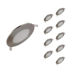 Downlight Dalle LED Extra Plate Ronde ALU 6W (Pack de 10) - Blanc Chaud 2300K - 3500K - SILAMP