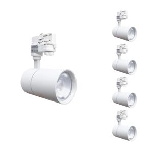 Spot LED sur Rail 30W 80° Triphasé Blanc (Pack de 5) - Blanc Neutre 4000K - 5500K - SILAMP