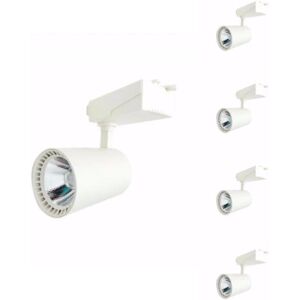 Spot LED sur Rail 30W 80° Monophasé BLANC (Pack de 5) - Blanc Chaud 2300K - 3500K - SILAMP