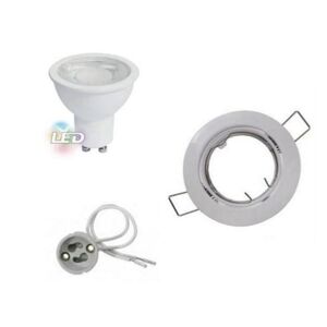 Kit Spot LED GU10 encastrable 8W Orientable Rond Blanc - Blanc Froid 6000K - 8000K - SILAMP