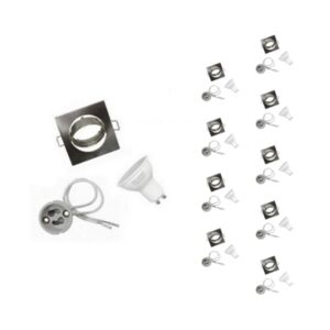 Kit Spot LED GU10 encastrable avec Ampoule LED 6W (Pack de 10) - Blanc Neutre 4000K - 5500K - SILAMP