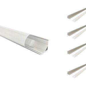 Profile Aluminium Angle 1m pour Ruban LED Couvercle Blanc Opaque (Pack de 5) - SILAMP