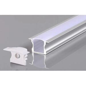 Profile Encastrable Aluminium 2m pour Ruban LED Couvercle Blanc Opaque - SILAMP