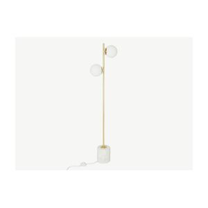 OZAIA Lampadaire Art Déco en laiton et socle en terrazzo - H. 146 cm - Blanc et doré - OREA